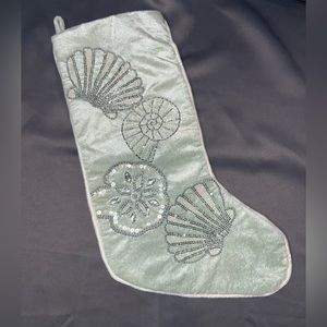 Coastal Collection Christmas Seashell Beaded Embellished Stocking